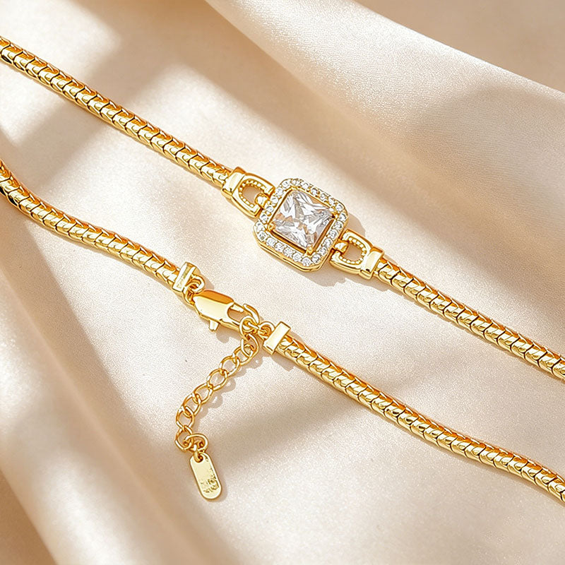 Slang ketting armbandaccenten met diamant en halo