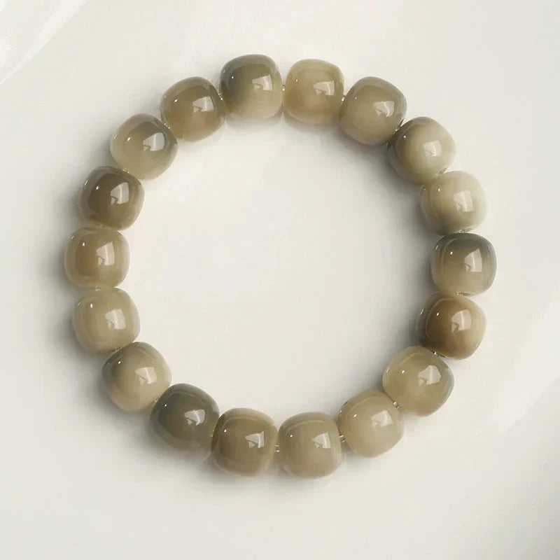 Witte bodhi-armband met jade