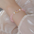 Perzikkleurige natuurlijke kristalarmband met princess
