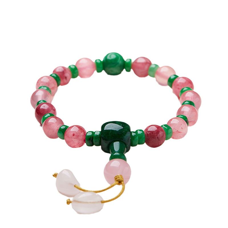Roze natuurlijke hangerarmband met jade en agaat