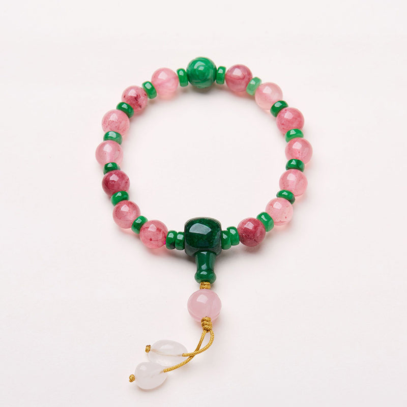 Roze natuurlijke hangerarmband met jade en agaat