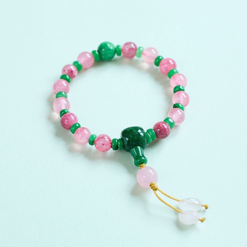 Roze natuurlijke hangerarmband met jade en agaat