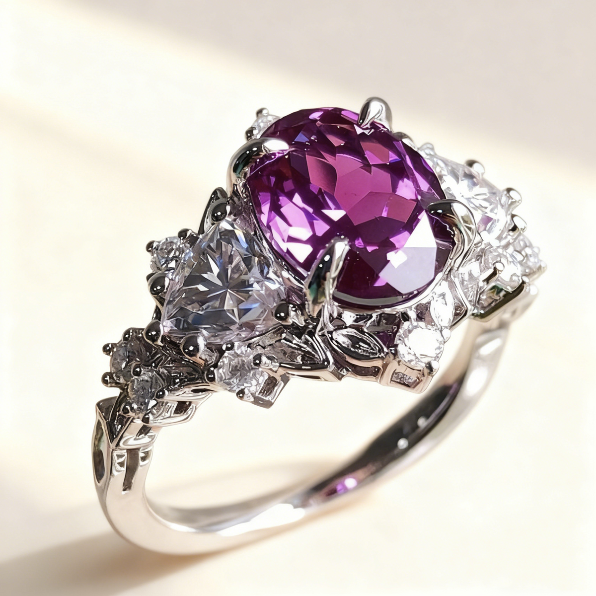 Diamantring met amethist