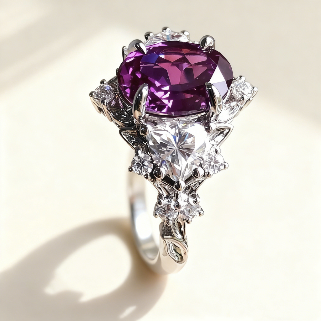 Diamantring met amethist