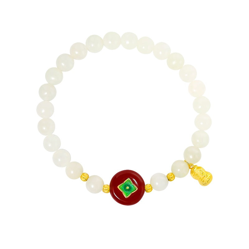 Geluks natuurlijke dingen gebeuren steenarmband met smaragd en jade