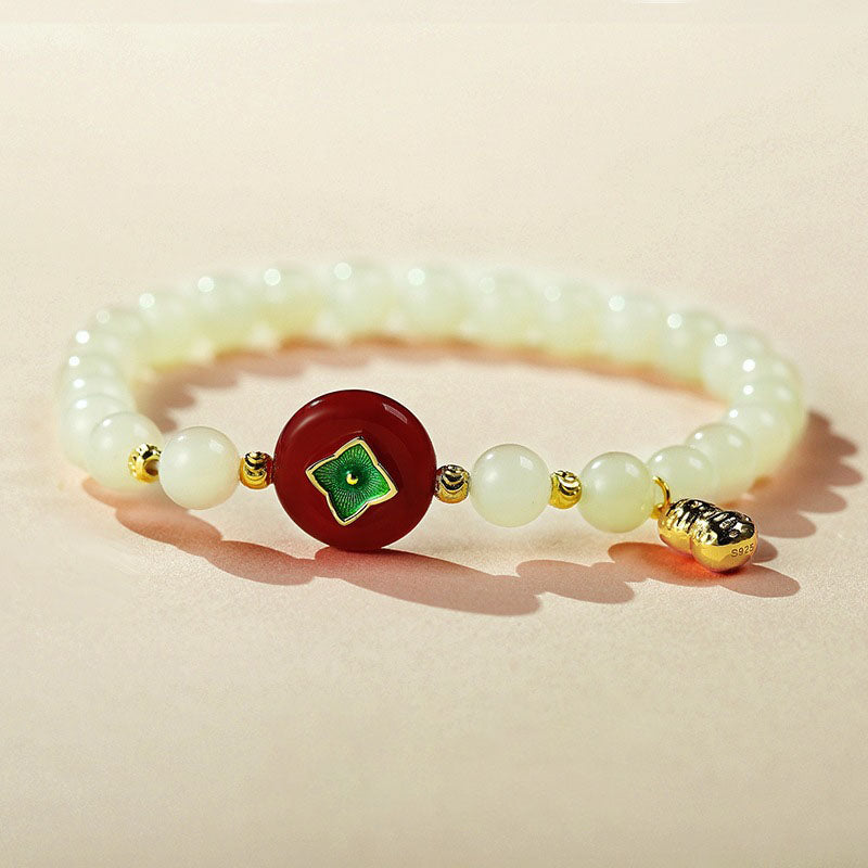 Geluks natuurlijke dingen gebeuren steenarmband met smaragd en jade