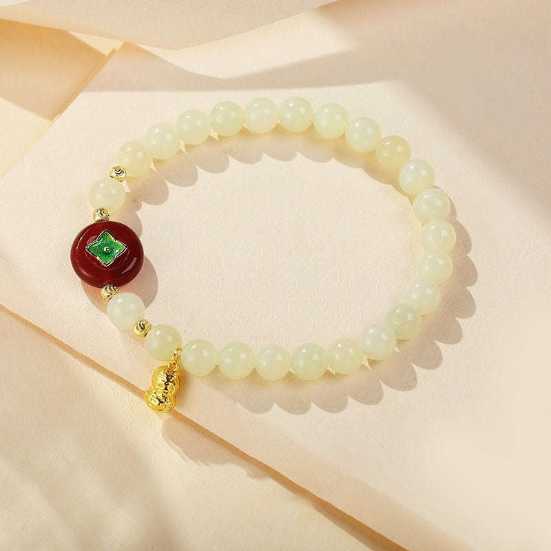 Geluks natuurlijke dingen gebeuren steenarmband met smaragd en jade
