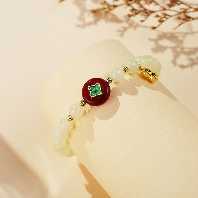 Geluks natuurlijke dingen gebeuren steenarmband met smaragd en jade