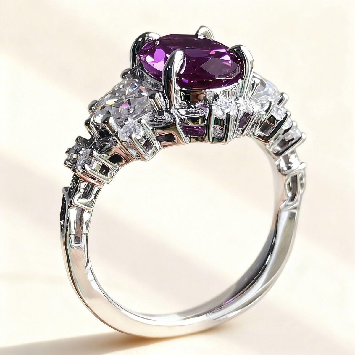Diamantring met amethist