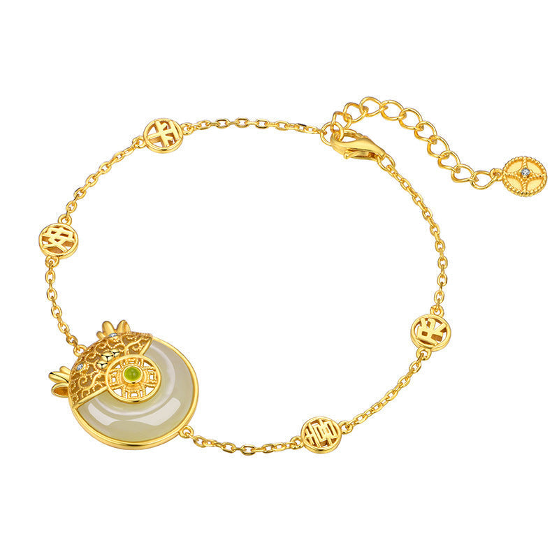 Schattige natuurlijke draak steenarmband met smaragd, jade en filigrein