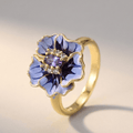 Blauwe gouden bloesemring