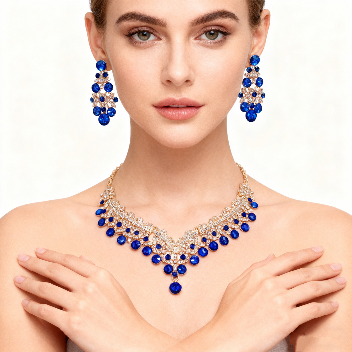 Natuurlijke ketting oorbellenset met edelsteen