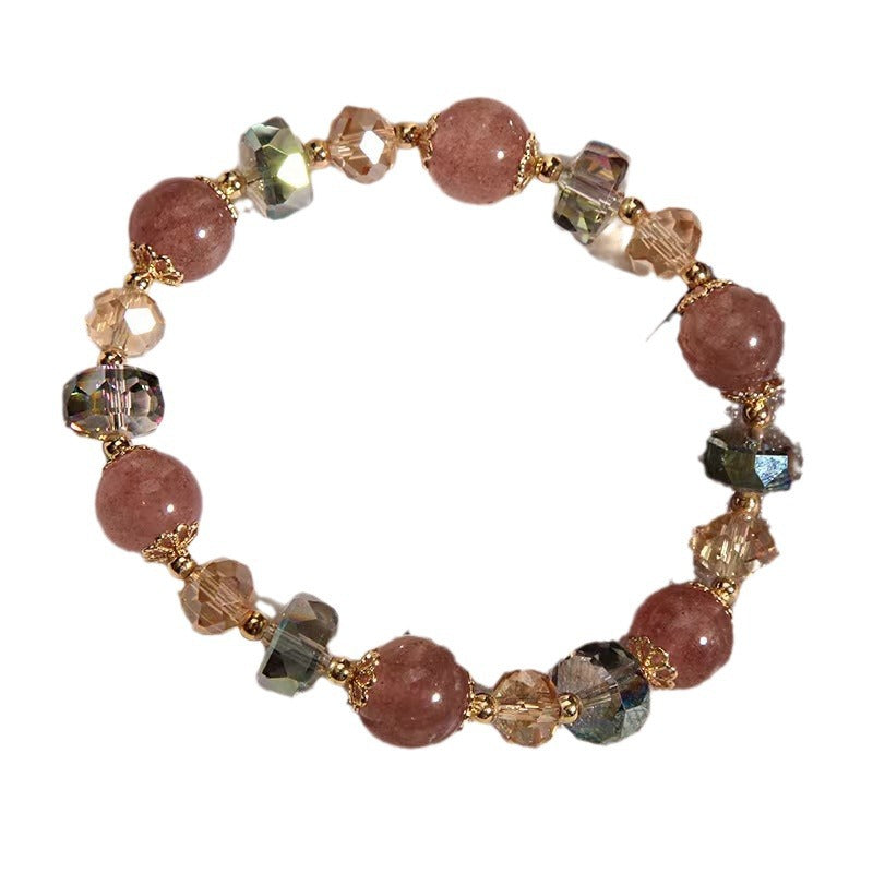 Gemengde natuurlijke aardbei-armband met kristal