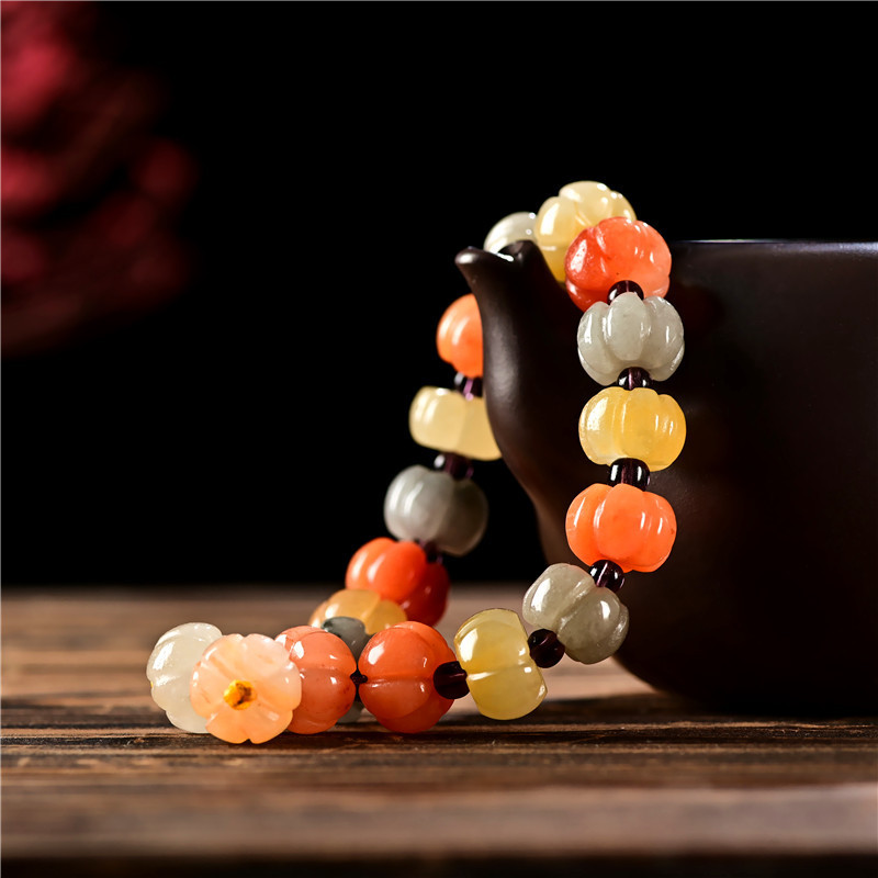 Pompoenarmband met agaat