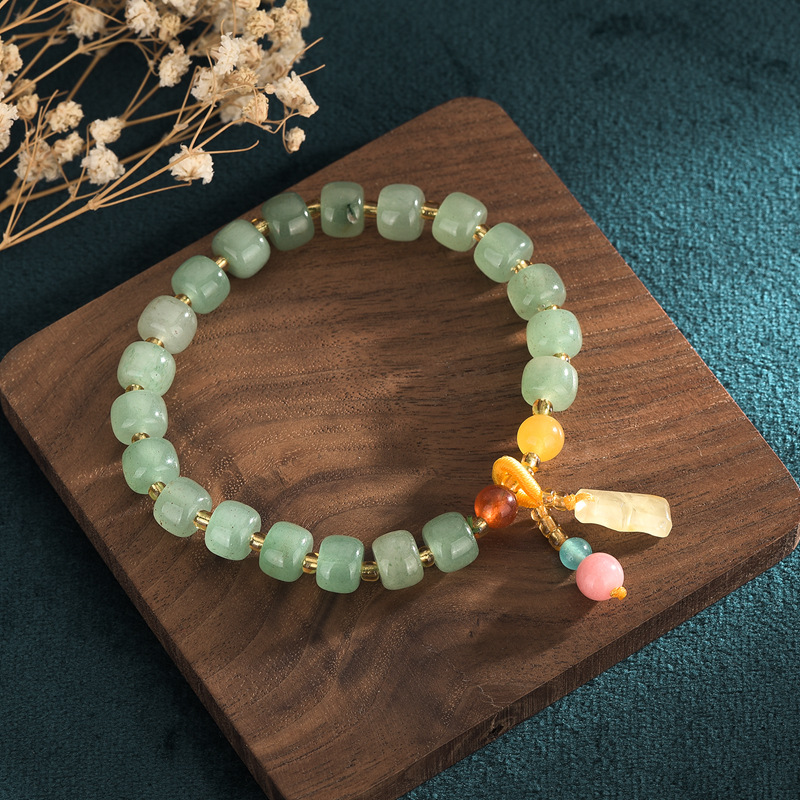 Natuurlijke gekleurd steenarmband met kristal, smaragd en jade