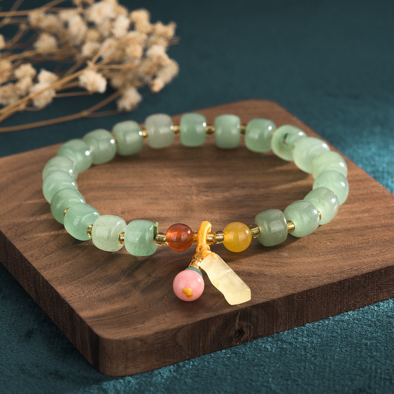 Natuurlijke gekleurd steenarmband met kristal, smaragd en jade