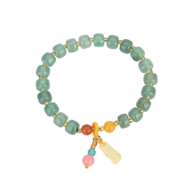Natuurlijke gekleurd steenarmband met kristal, smaragd en jade