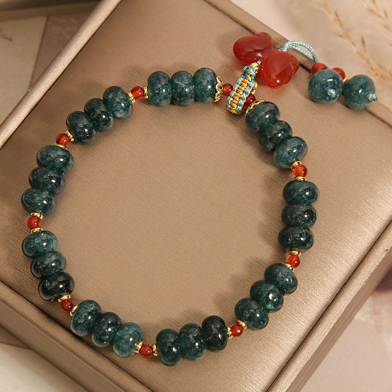 Natuurlijke vlinder hanger steenarmband met smaragd en jade