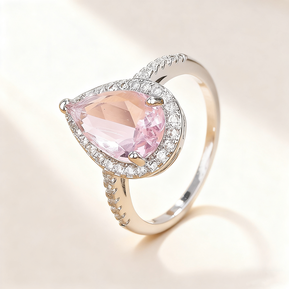 Roze pavé kristalring