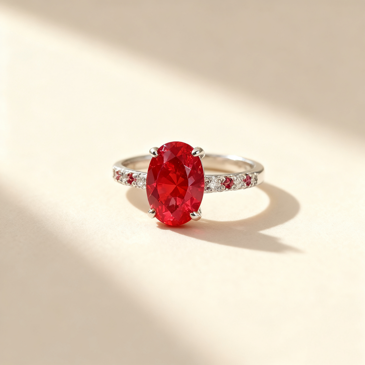 Pavé ringset met robijn en saffier