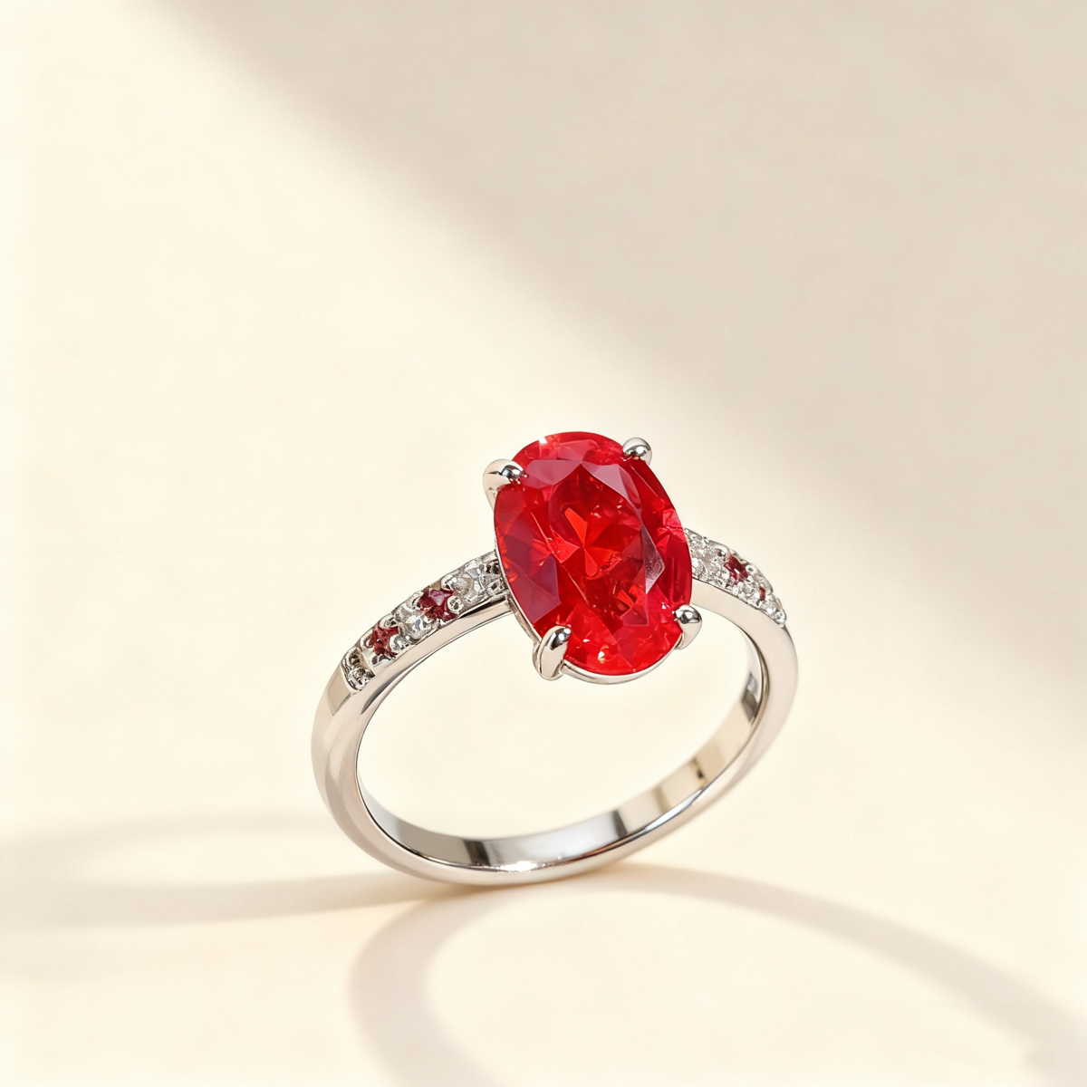 Pavé ringset met robijn en saffier
