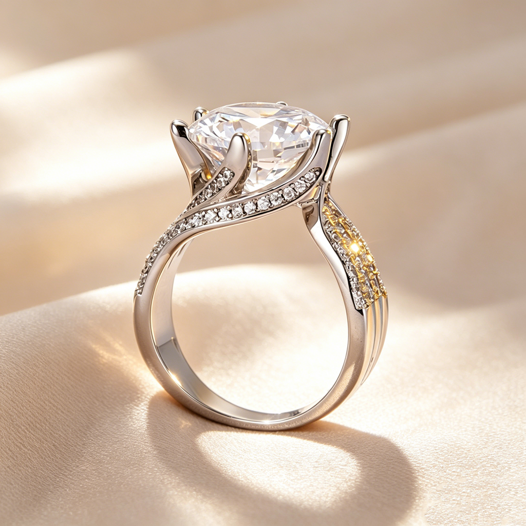 Drievoudige pavé gedraaide ring