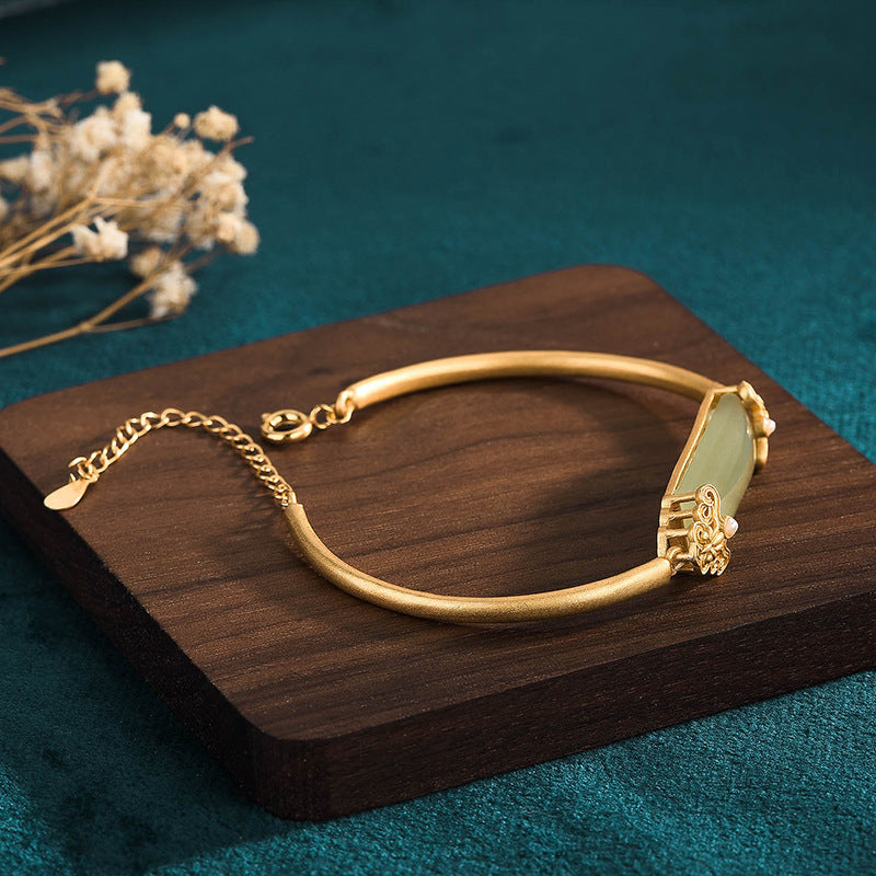 Vintage natuurlijke paleis steenarmband met smaragd en jade