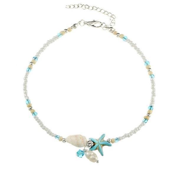 Natuurlijke ster enkelbandje-armband met schelp en stenen
