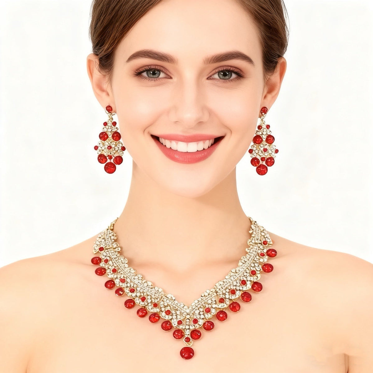 Natuurlijke ketting oorbellenset met edelsteen