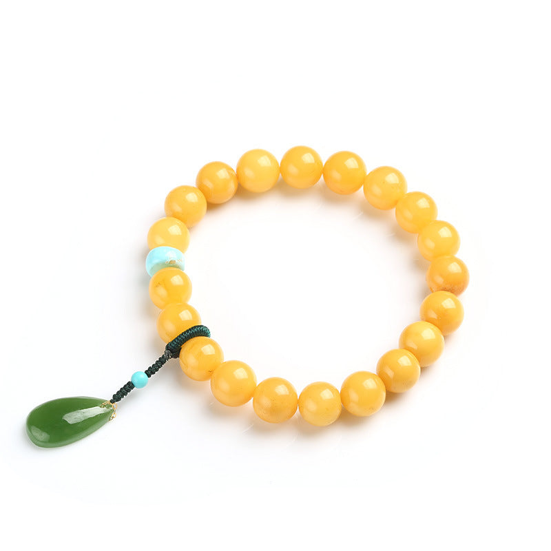 Natuurlijke hangerarmband met jade en bijenwas
