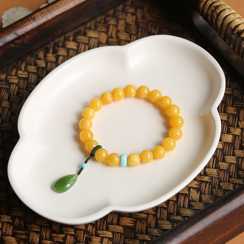 Natuurlijke hangerarmband met jade en bijenwas