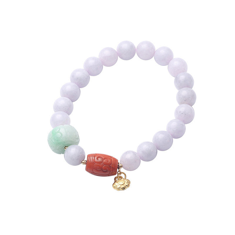 Violette natuurlijke steenarmband met smaragd en jade