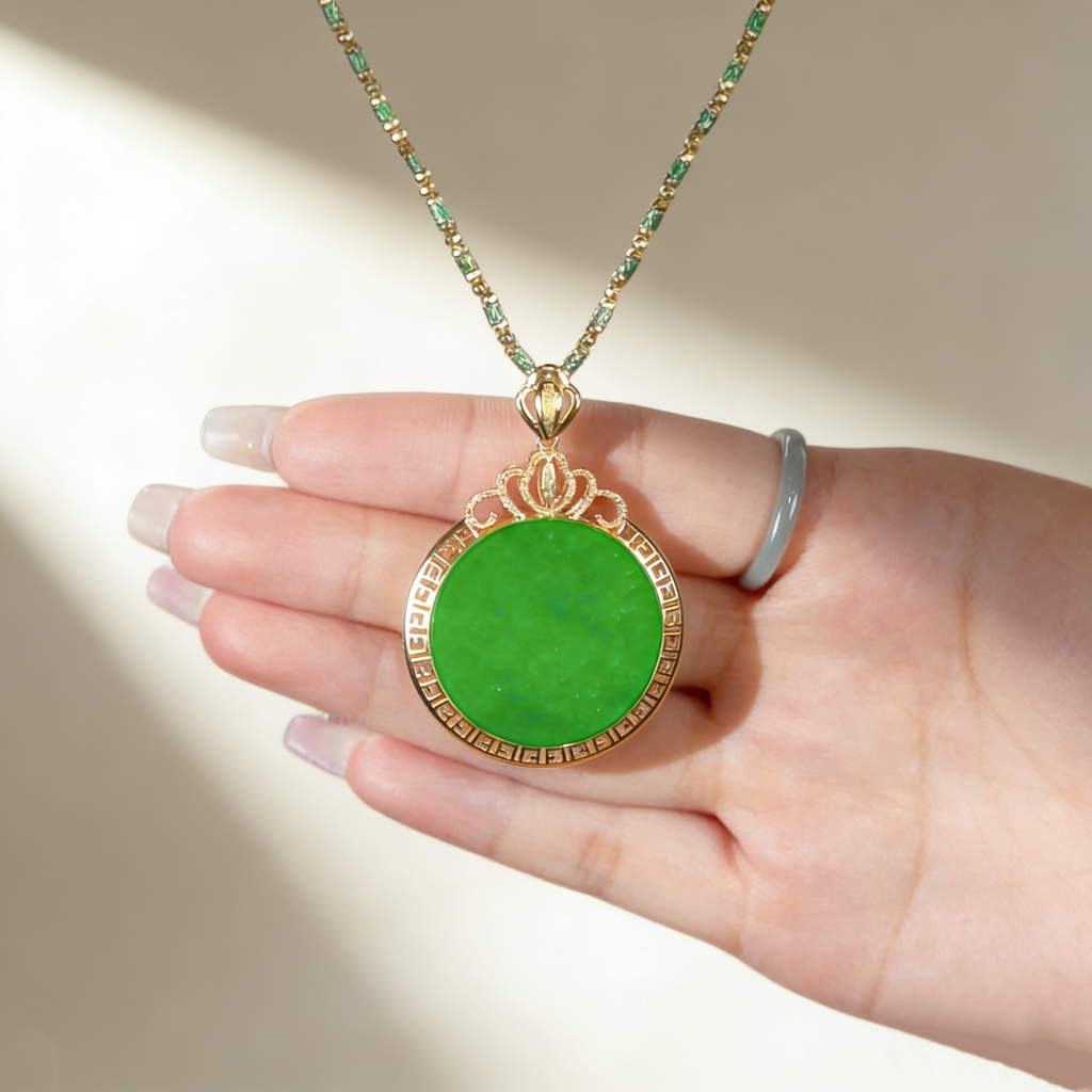Schijfhangerketting met jade