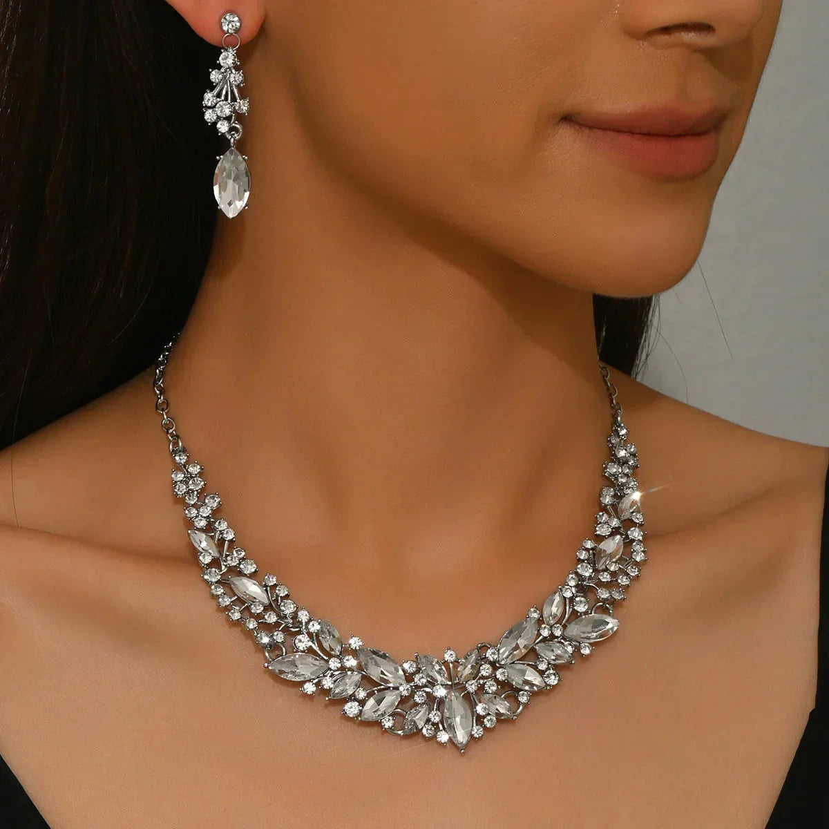 Vintage ketting oorbelset met kristal
