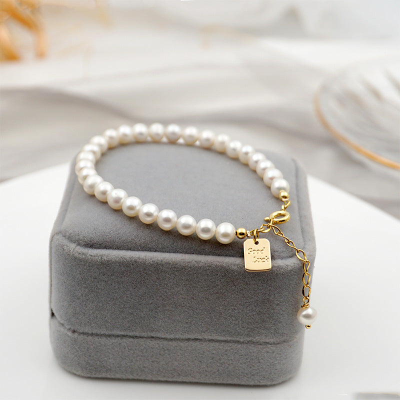Geluks natuurlijke geluk hangerarmband met zoetwater en parel