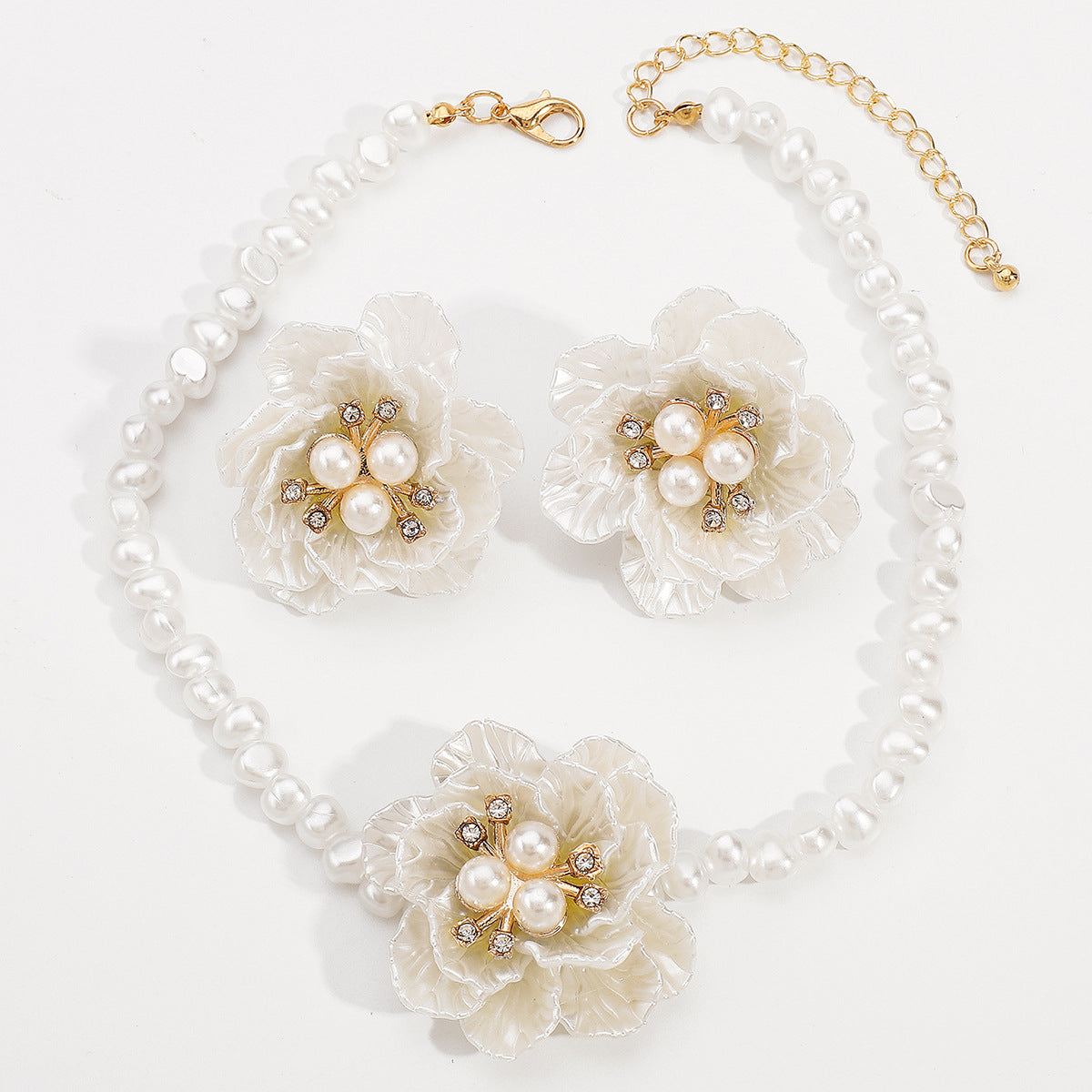 Camelia ketting oorbelset met parel