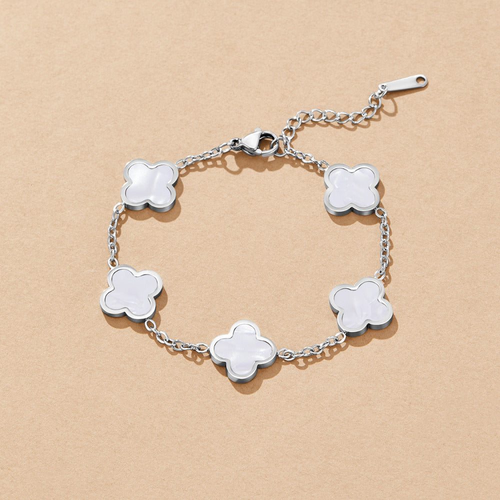 Zilveren klaverarmband