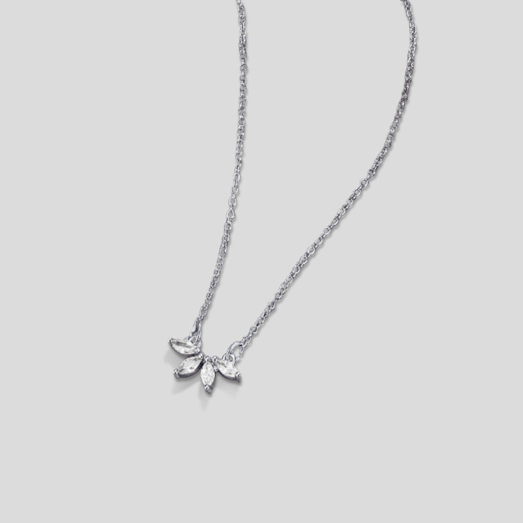 Tiffany zilveren bladhangerketting met kristal