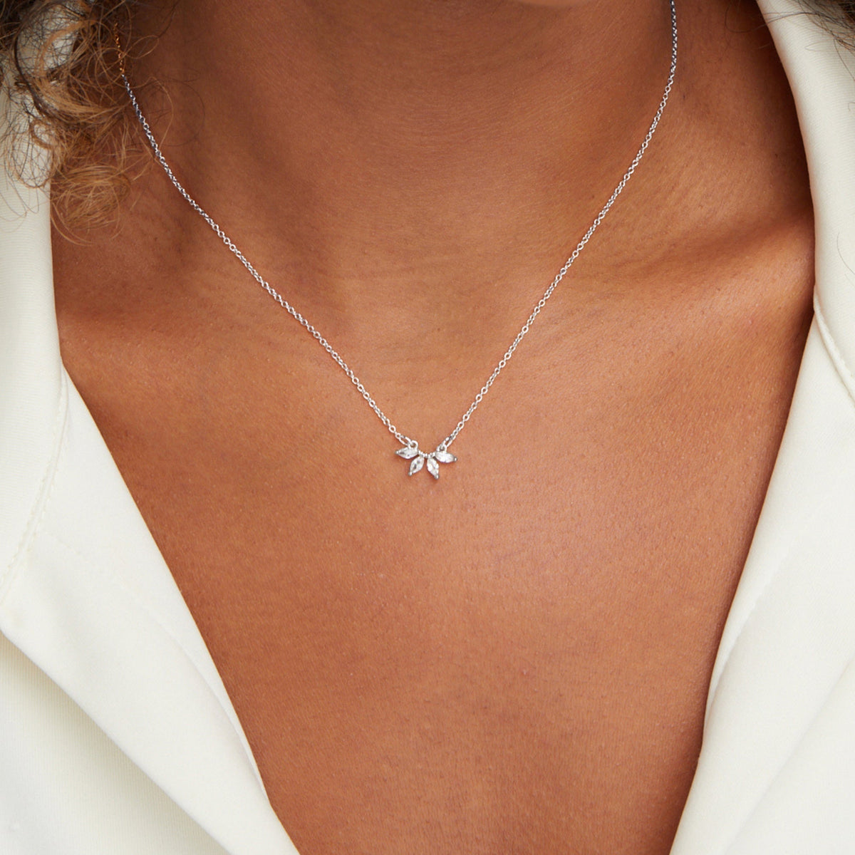 Tiffany zilveren bladhangerketting met kristal