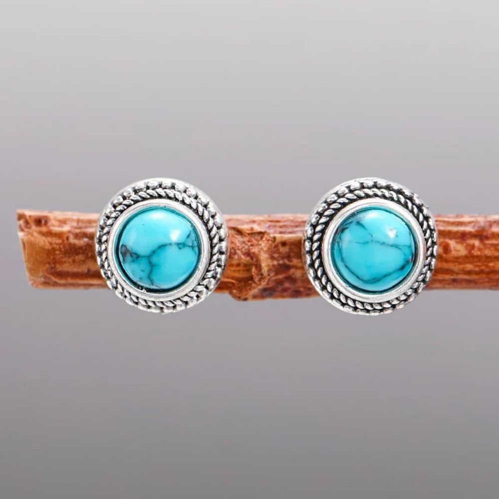 Vintage boho imitatie-oorstekers met turkoois