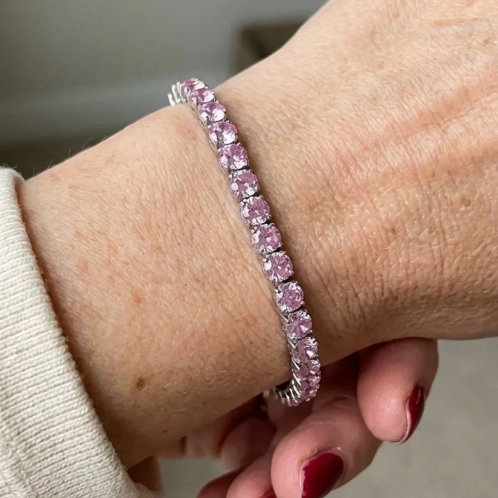 Roze saffiertennisarmband