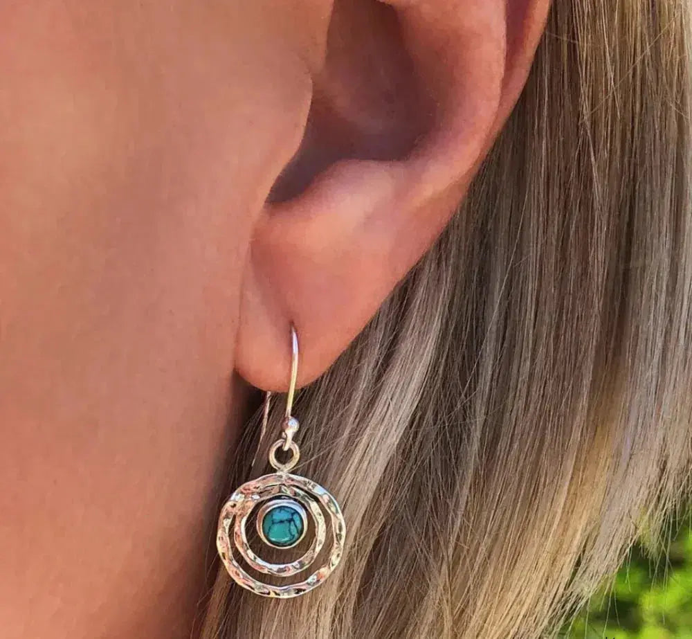 Boho zilveren gouden saturnus oorbellensteen met turkoois