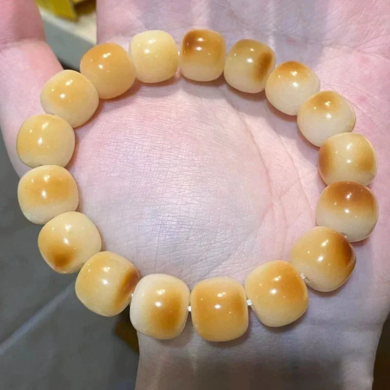 Witte bodhi-armband met jade