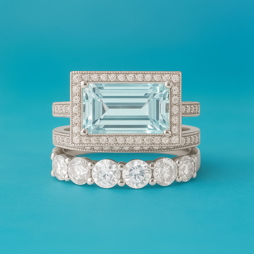 Gabriele vintage glasring met turkoois