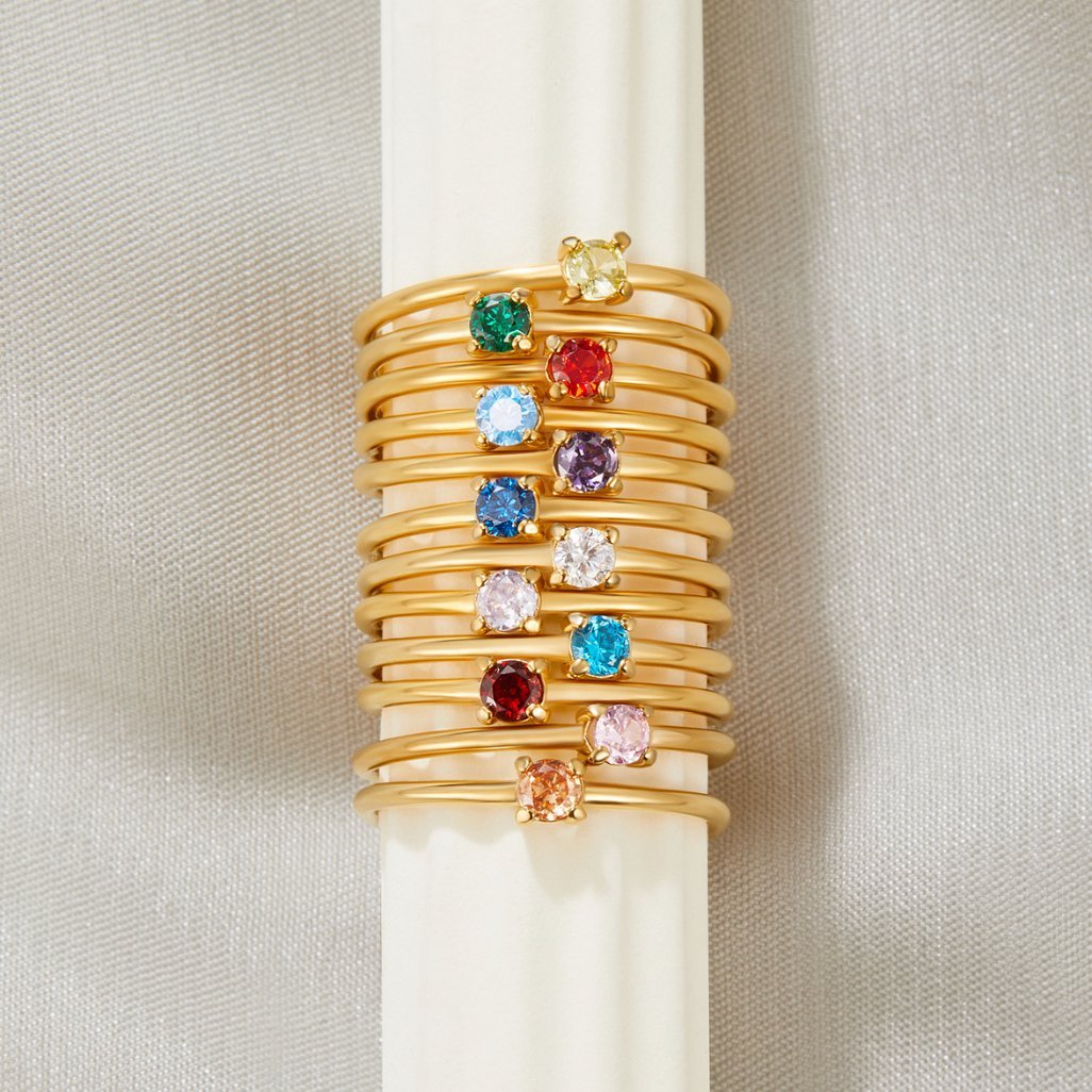 18K gouden juliring met geboortesteen