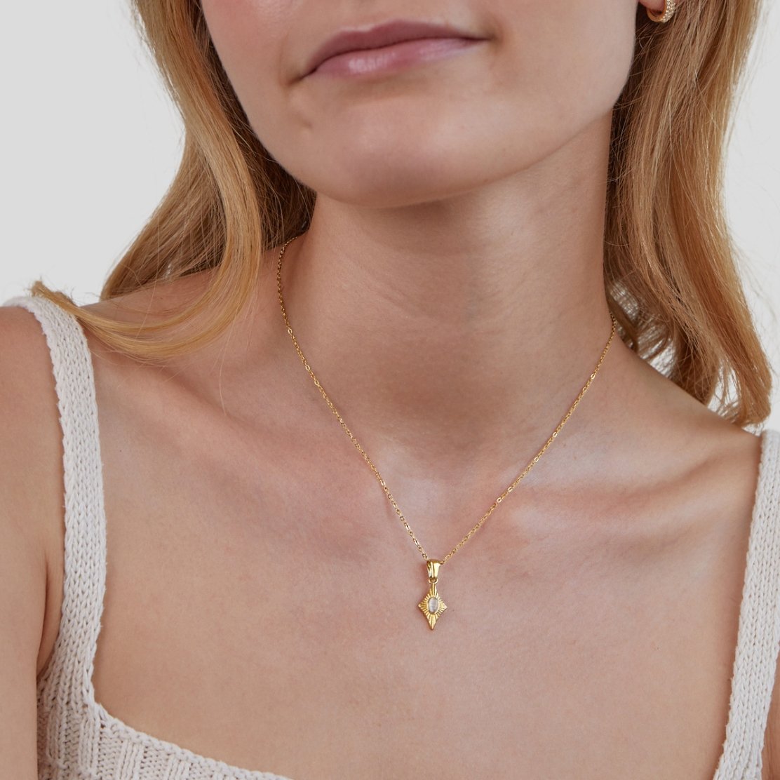 Luna witte gouden opaalketting