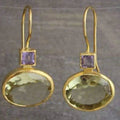 Groene vintage gouden amethistoorbellen
