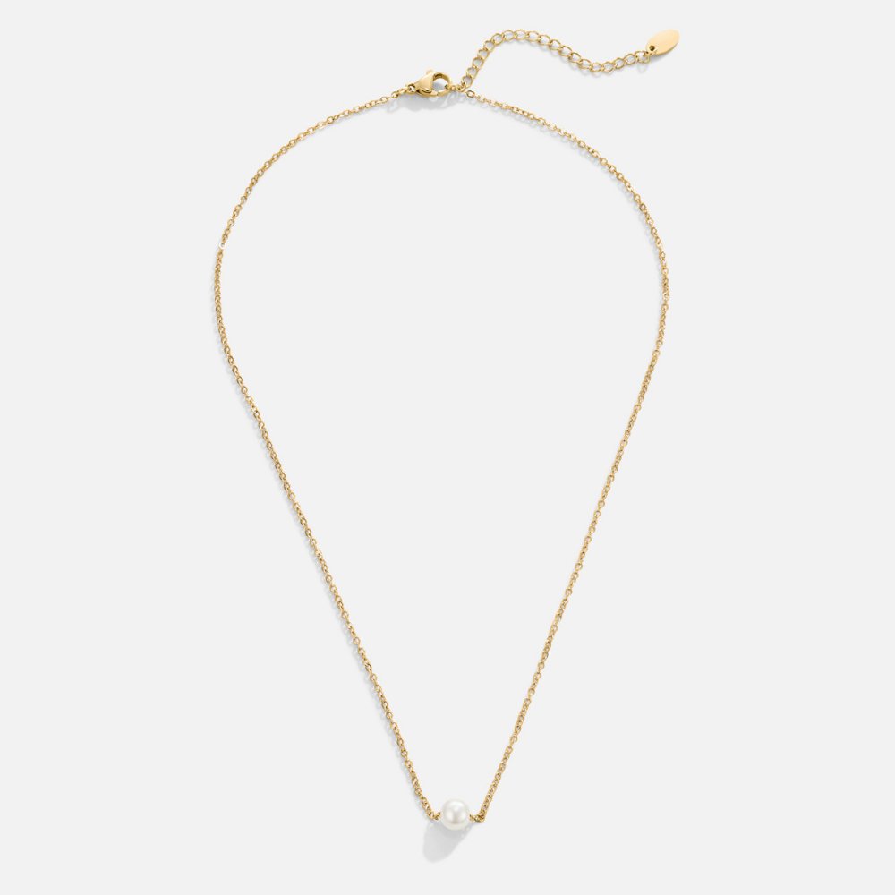 Gouden parelketting met solitair