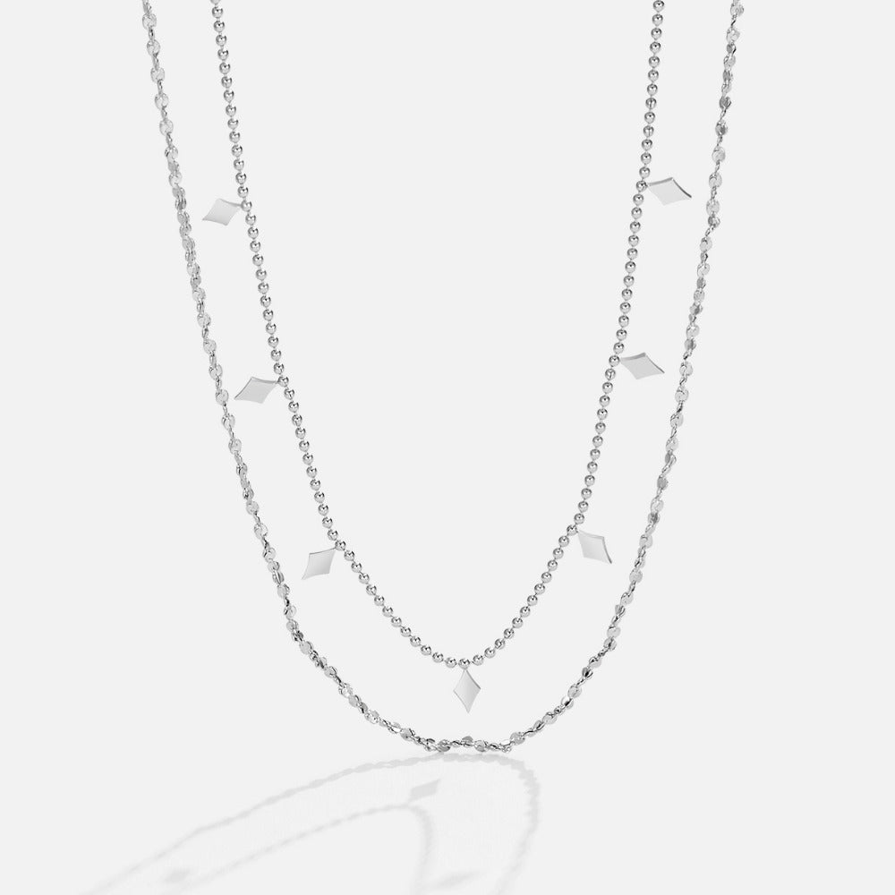 Gelaagde wilg druppelketting met diamant
